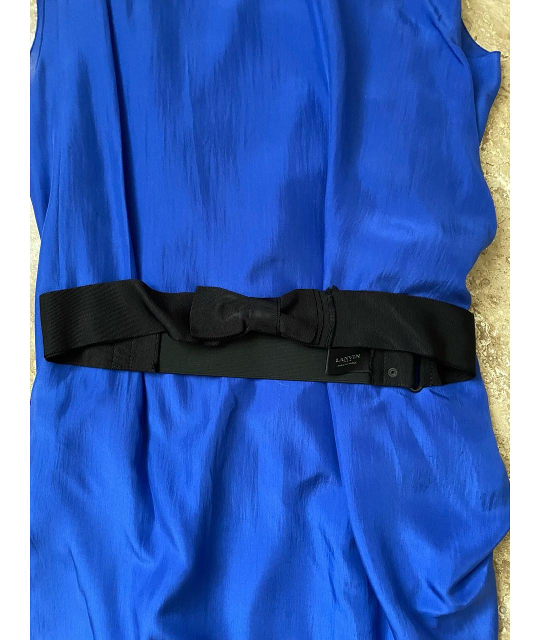LANVIN Синее шелковое платье, фото 7