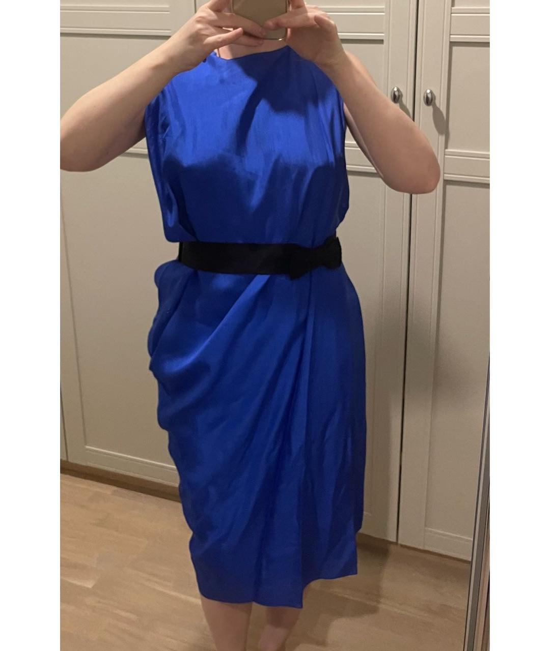 LANVIN Синее шелковое платье, фото 5