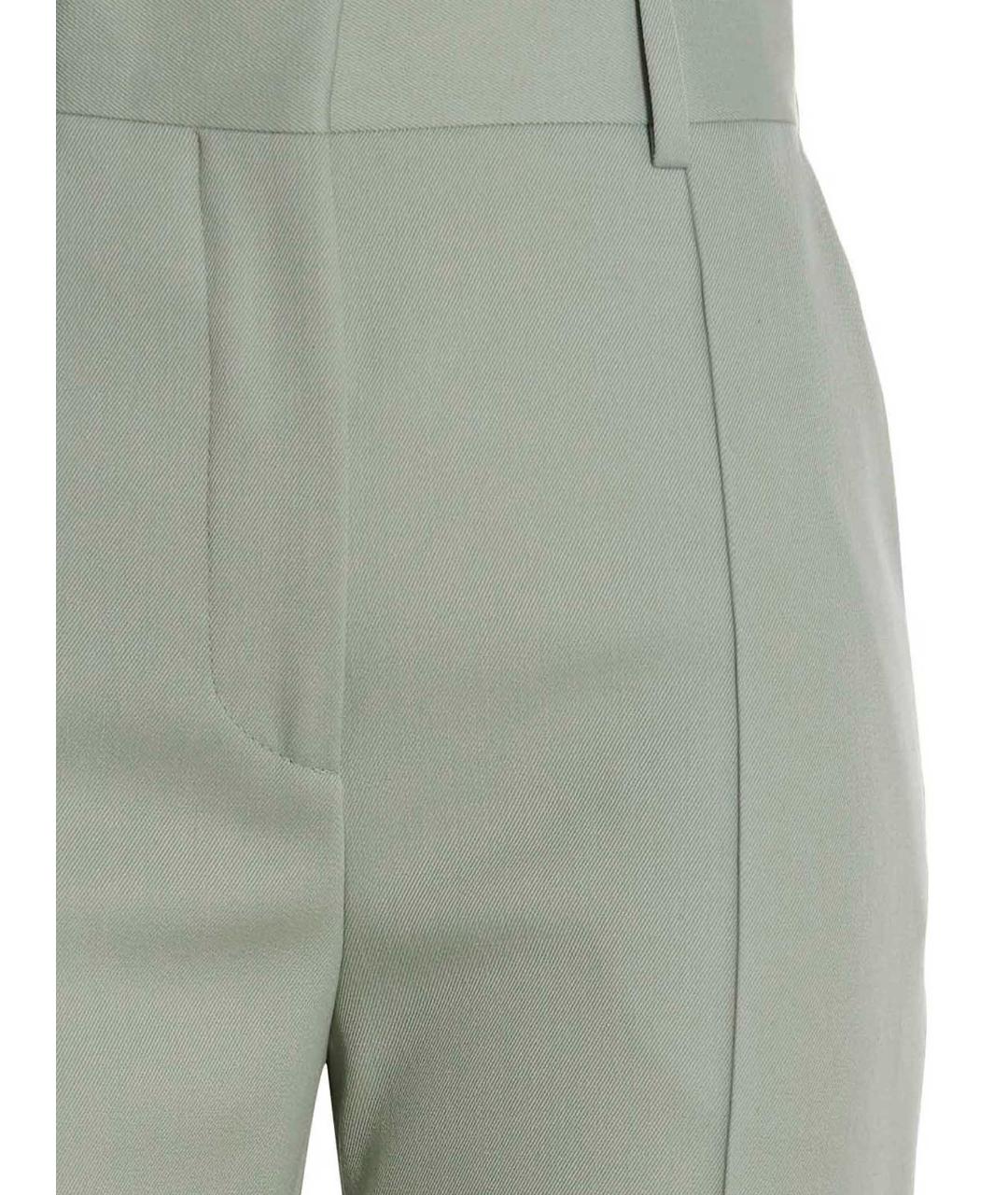 LANVIN Зеленые шерстяные прямые брюки, фото 3