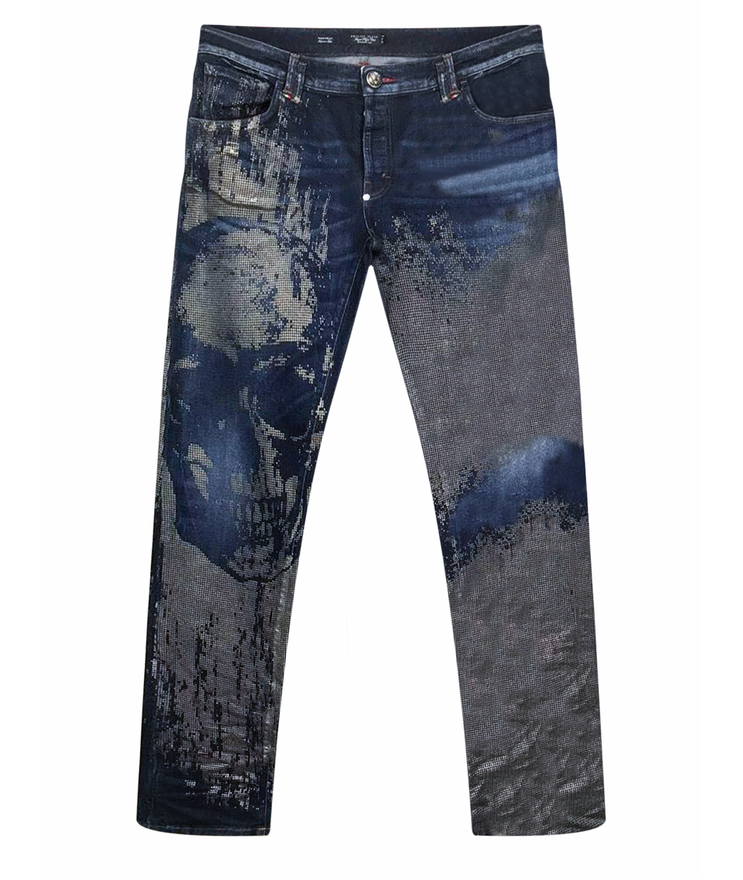 PHILIPP PLEIN Синие хлопковые прямые джинсы, фото 1