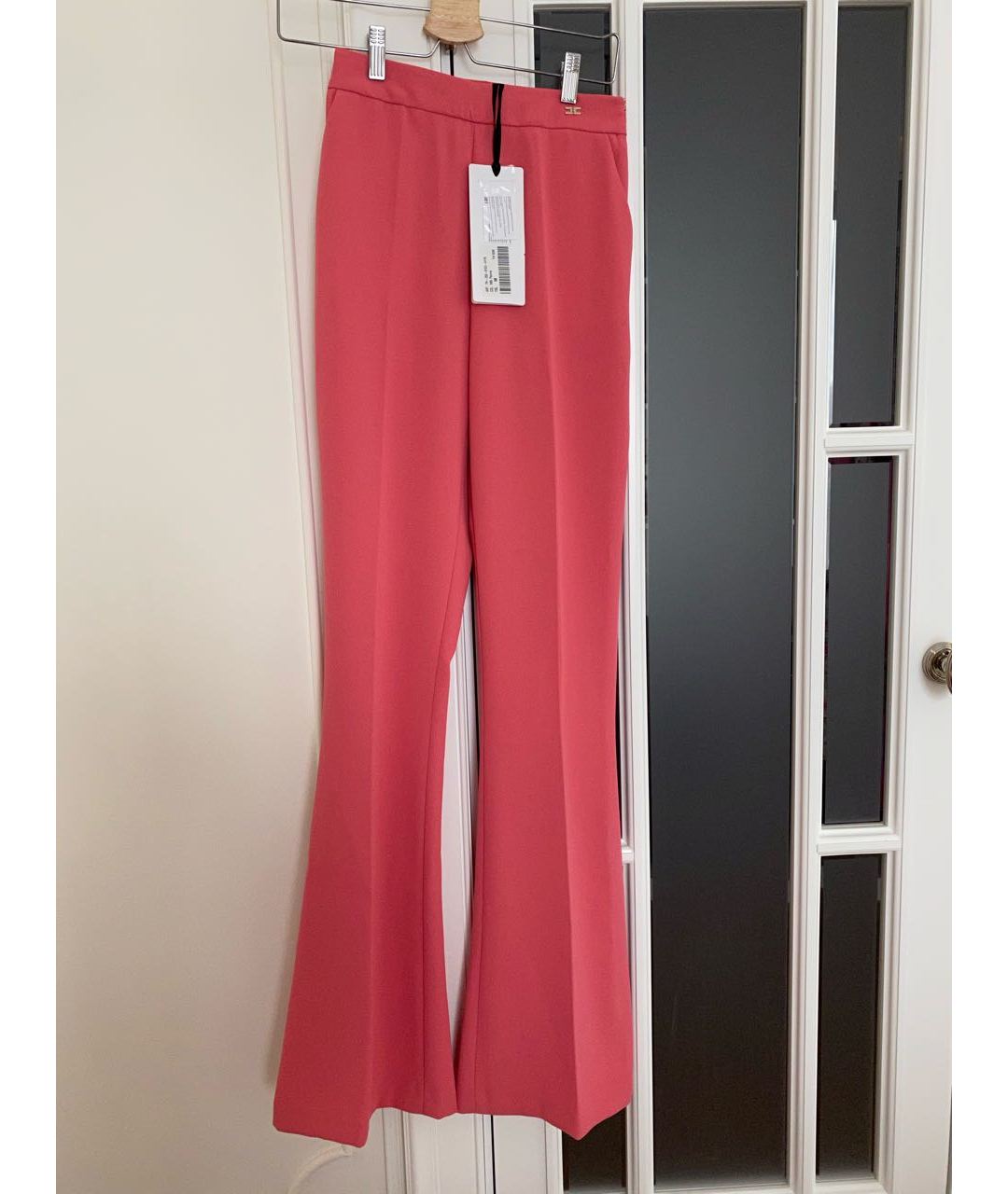 ELISABETTA FRANCHI Розовые полиэстеровые брюки широкие, фото 3