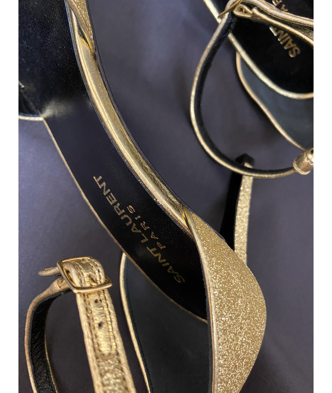 SAINT LAURENT Золотые кожаные туфли, фото 6