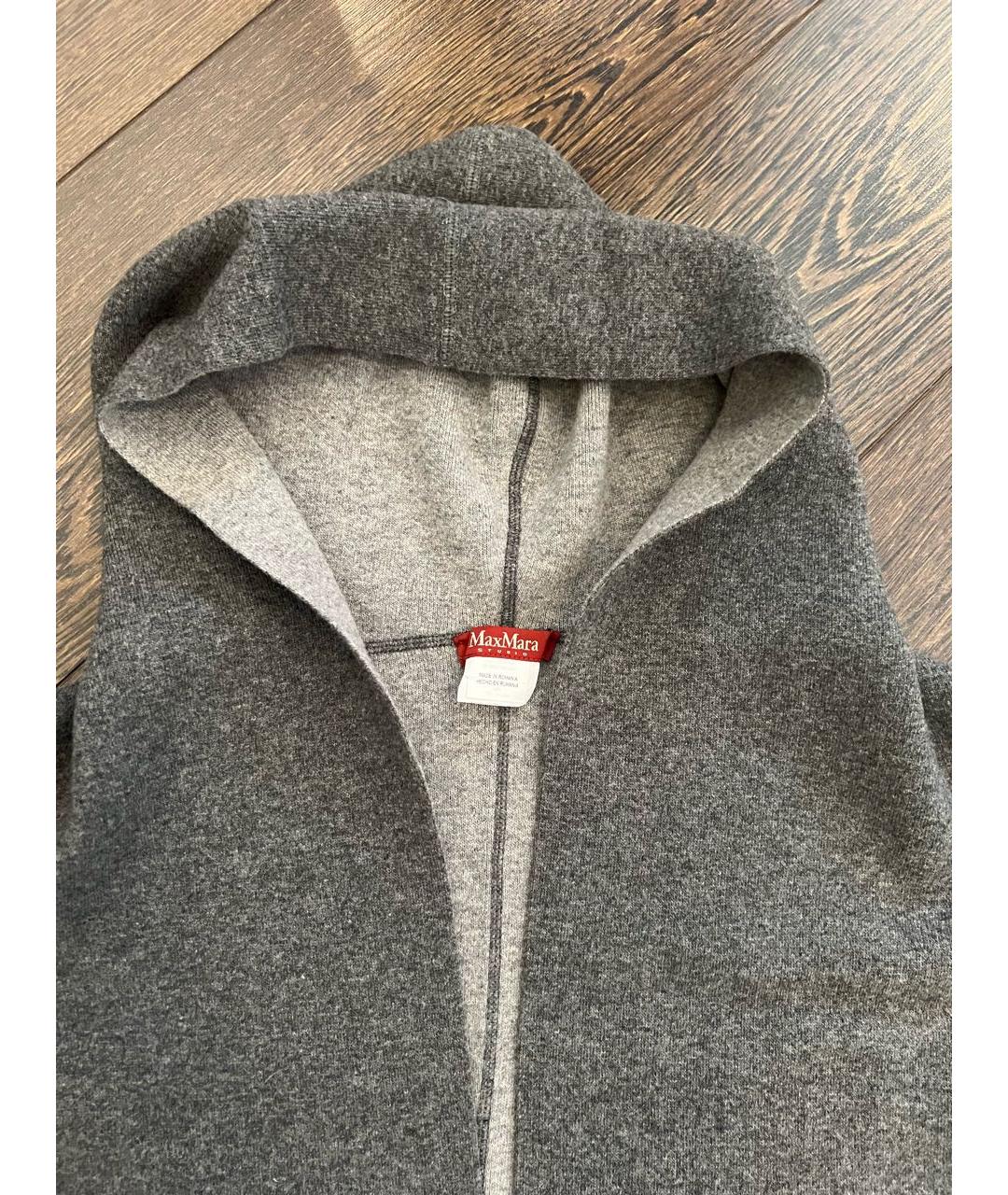 MAX MARA STUDIO Серый шерстяной кардиган, фото 4