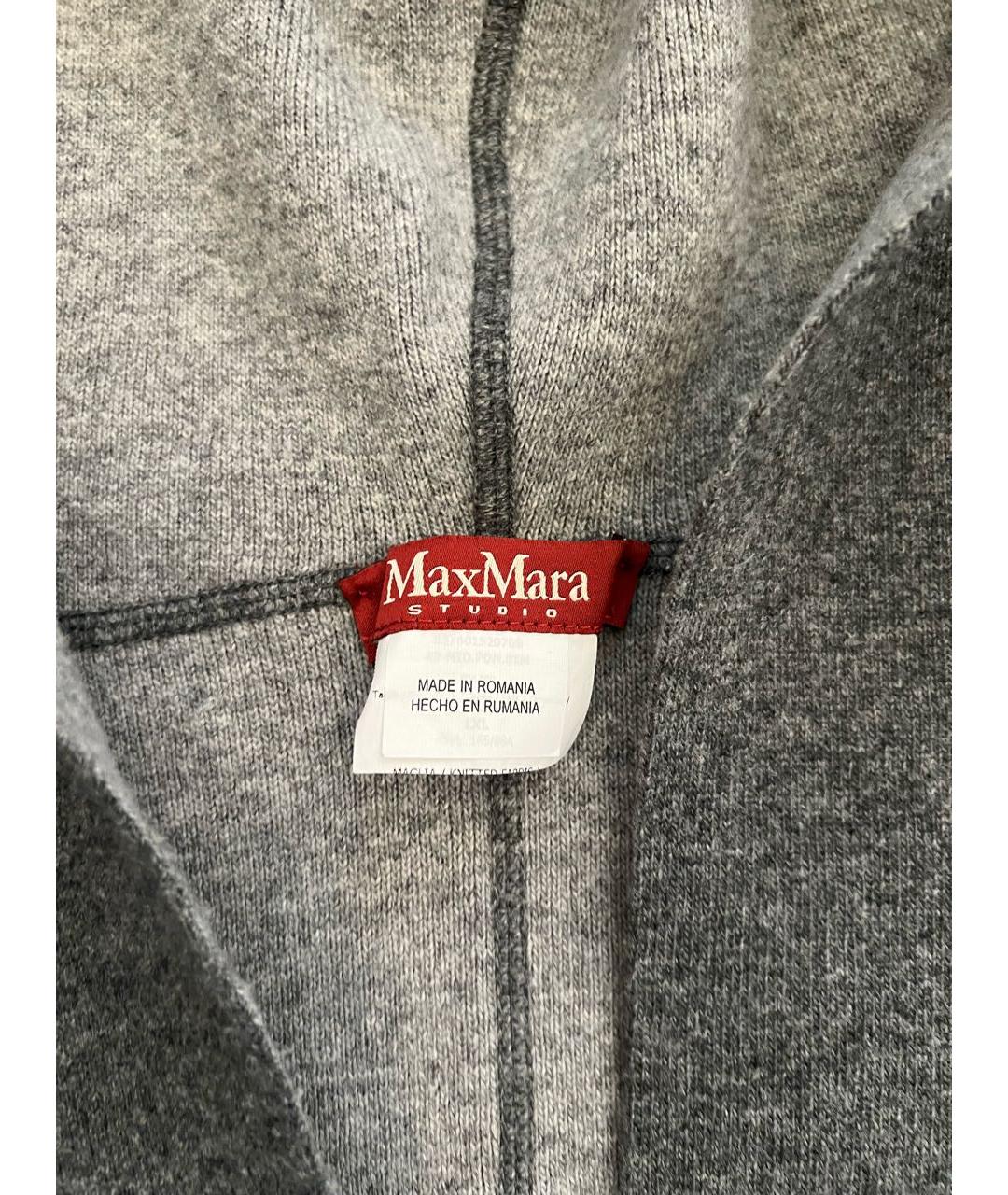 MAX MARA STUDIO Серый шерстяной кардиган, фото 6