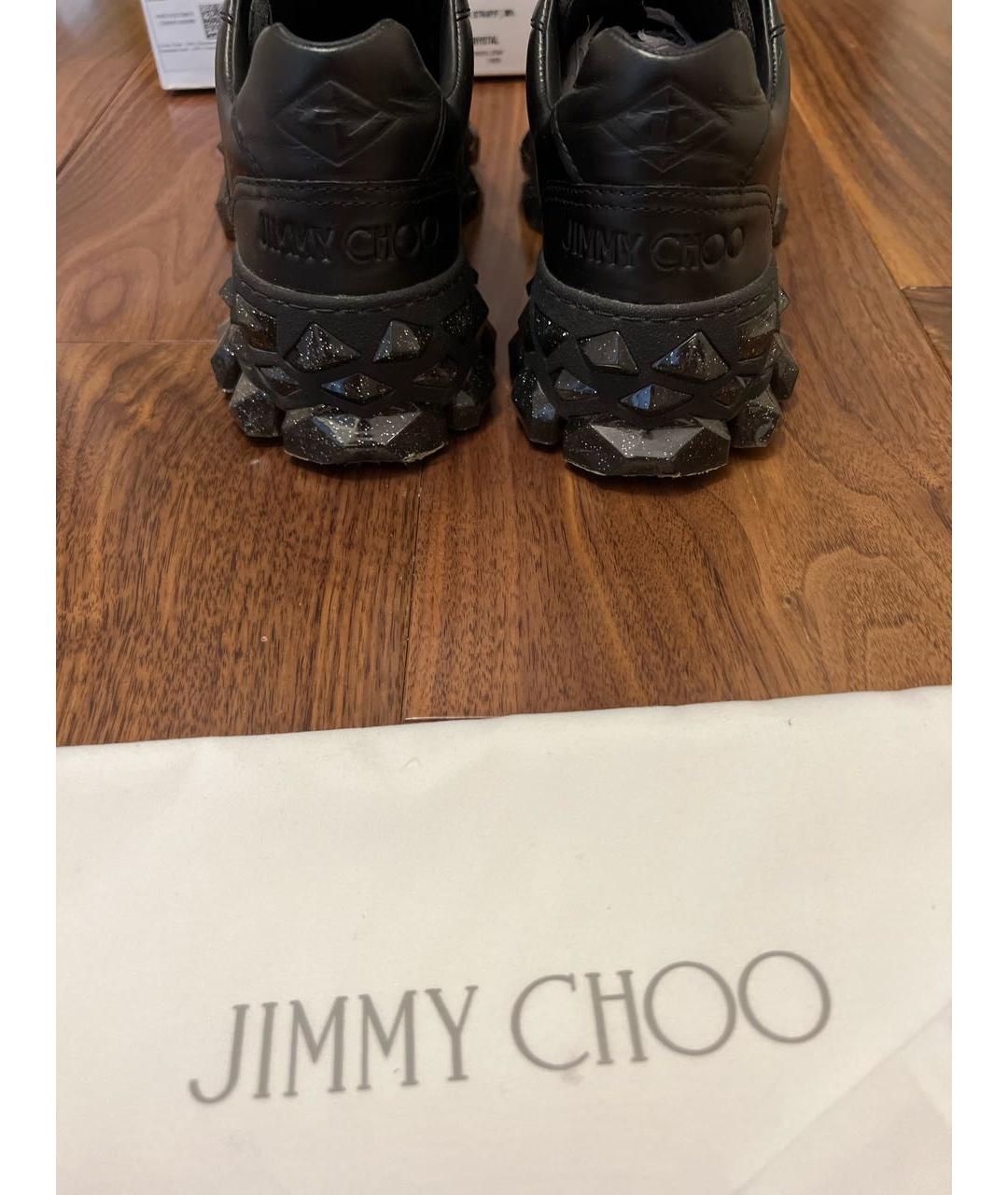 JIMMY CHOO Черные кожаные кроссовки, фото 3