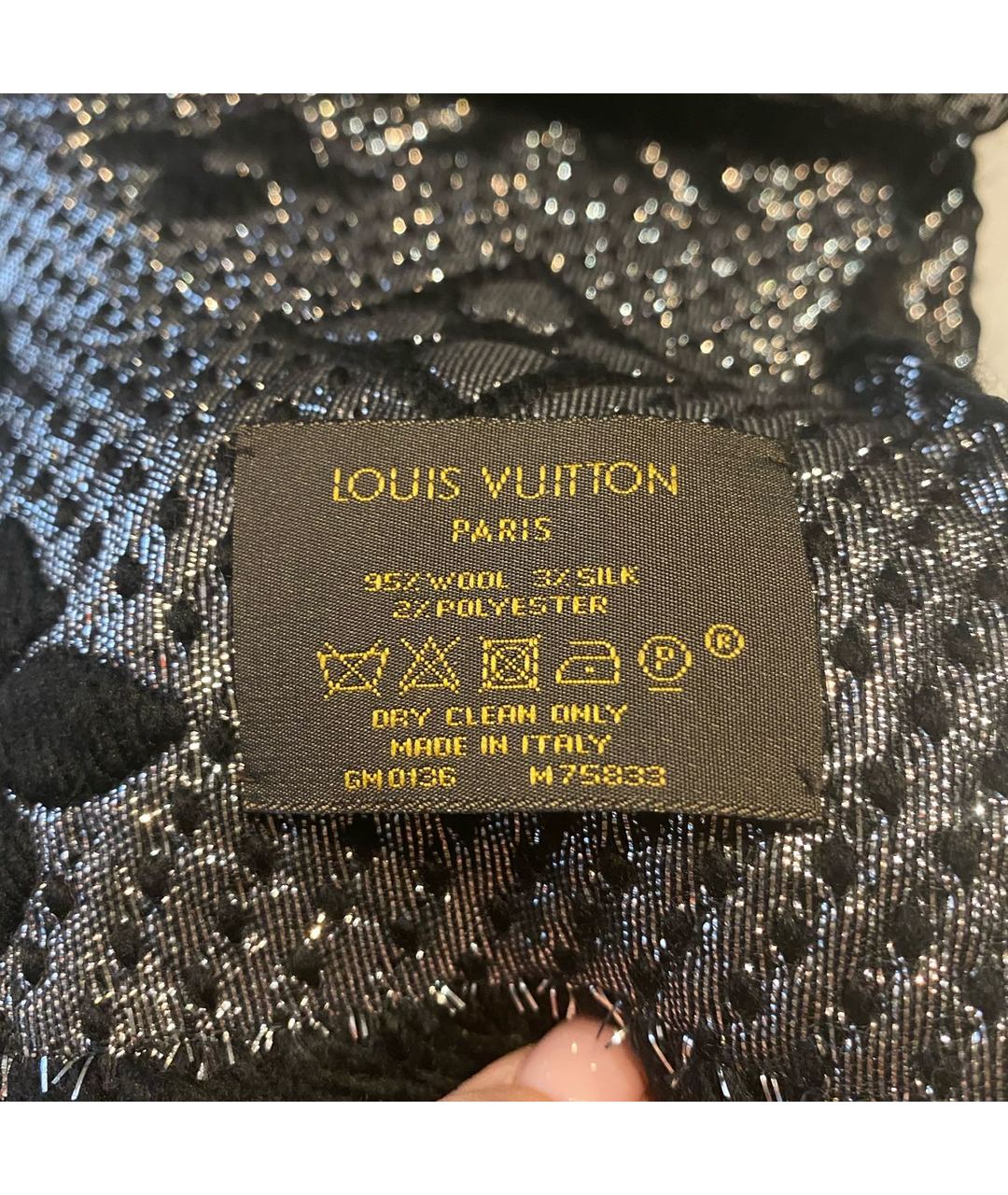 LOUIS VUITTON PRE-OWNED Черный шерстяной шарф, фото 4