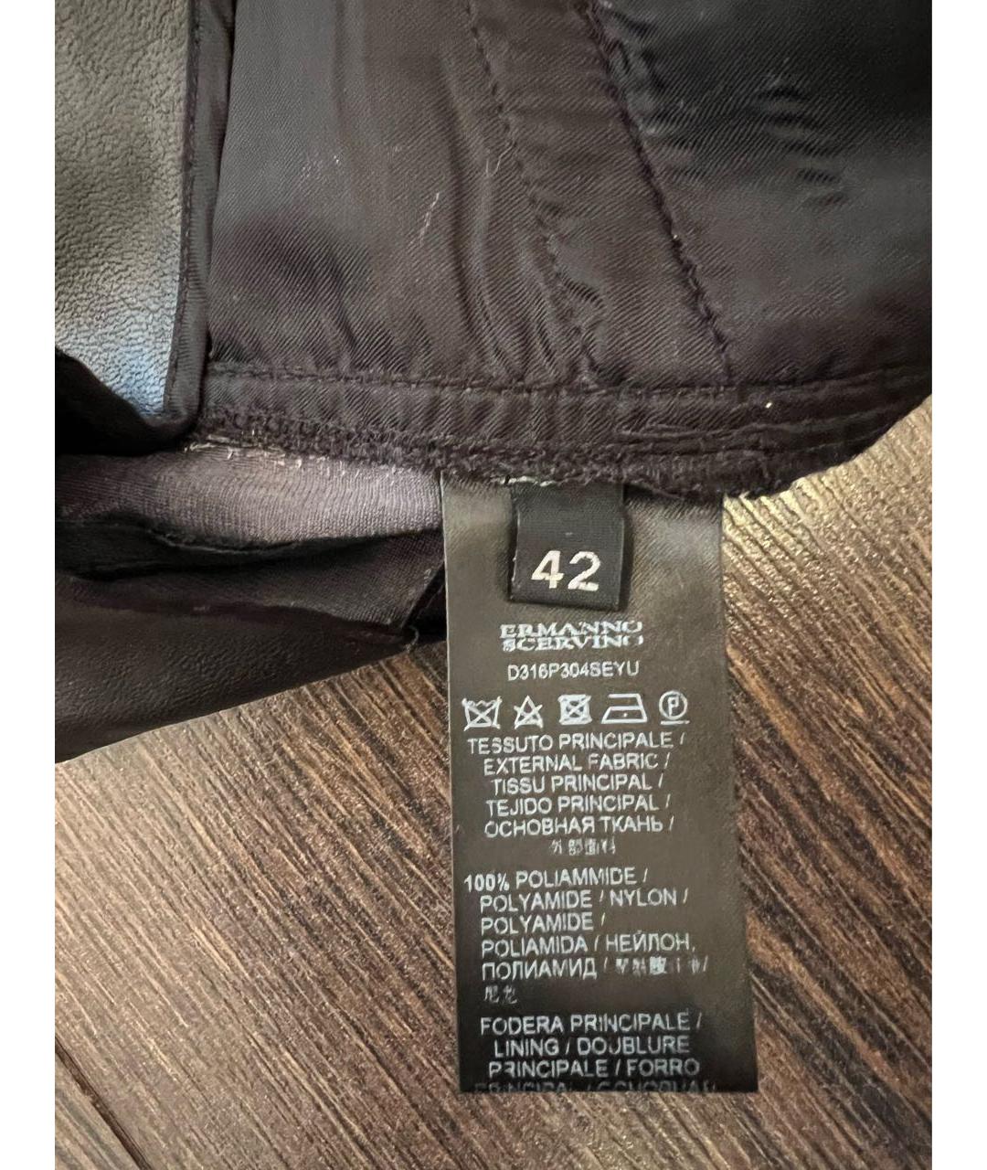 ERMANNO SCERVINO Черные кожаные брюки узкие, фото 5