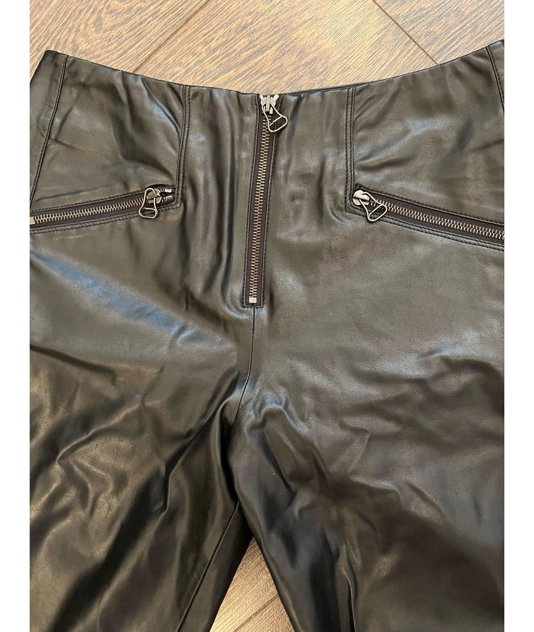 ERMANNO SCERVINO Черные кожаные брюки узкие, фото 4