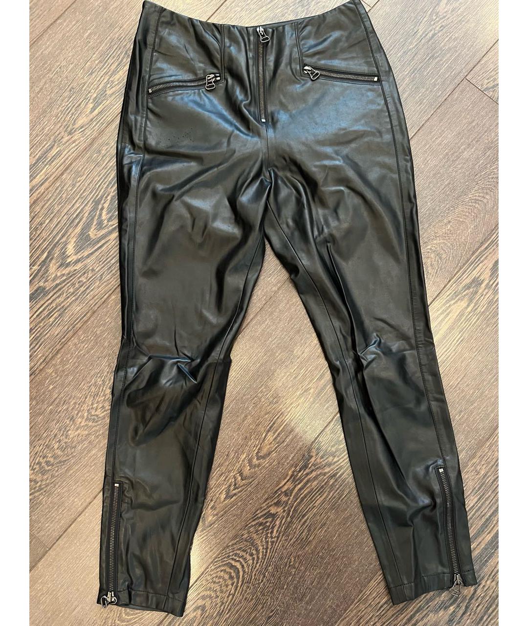 ERMANNO SCERVINO Черные кожаные брюки узкие, фото 8