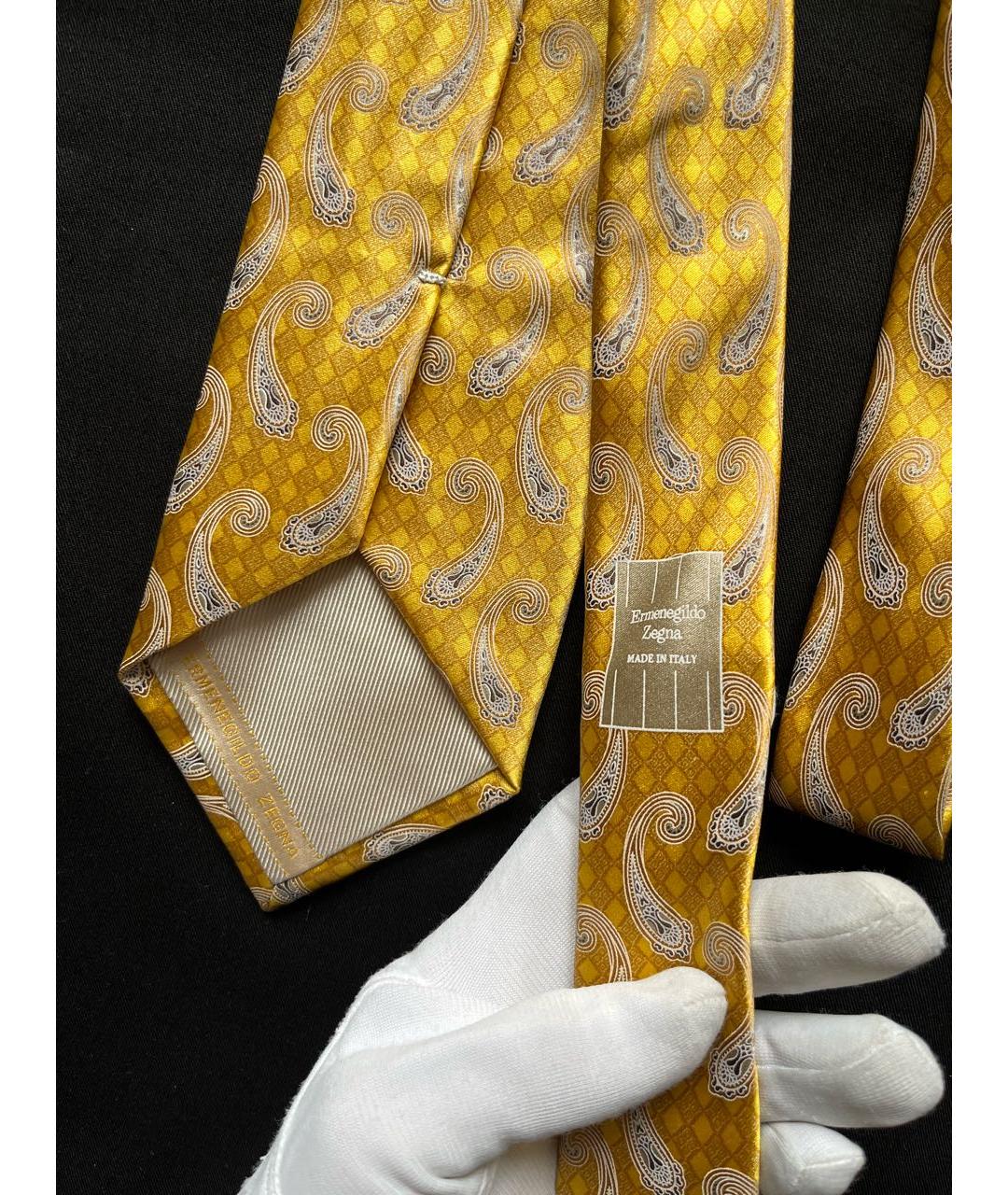 ERMENEGILDO ZEGNA Желтый шелковый галстук, фото 3