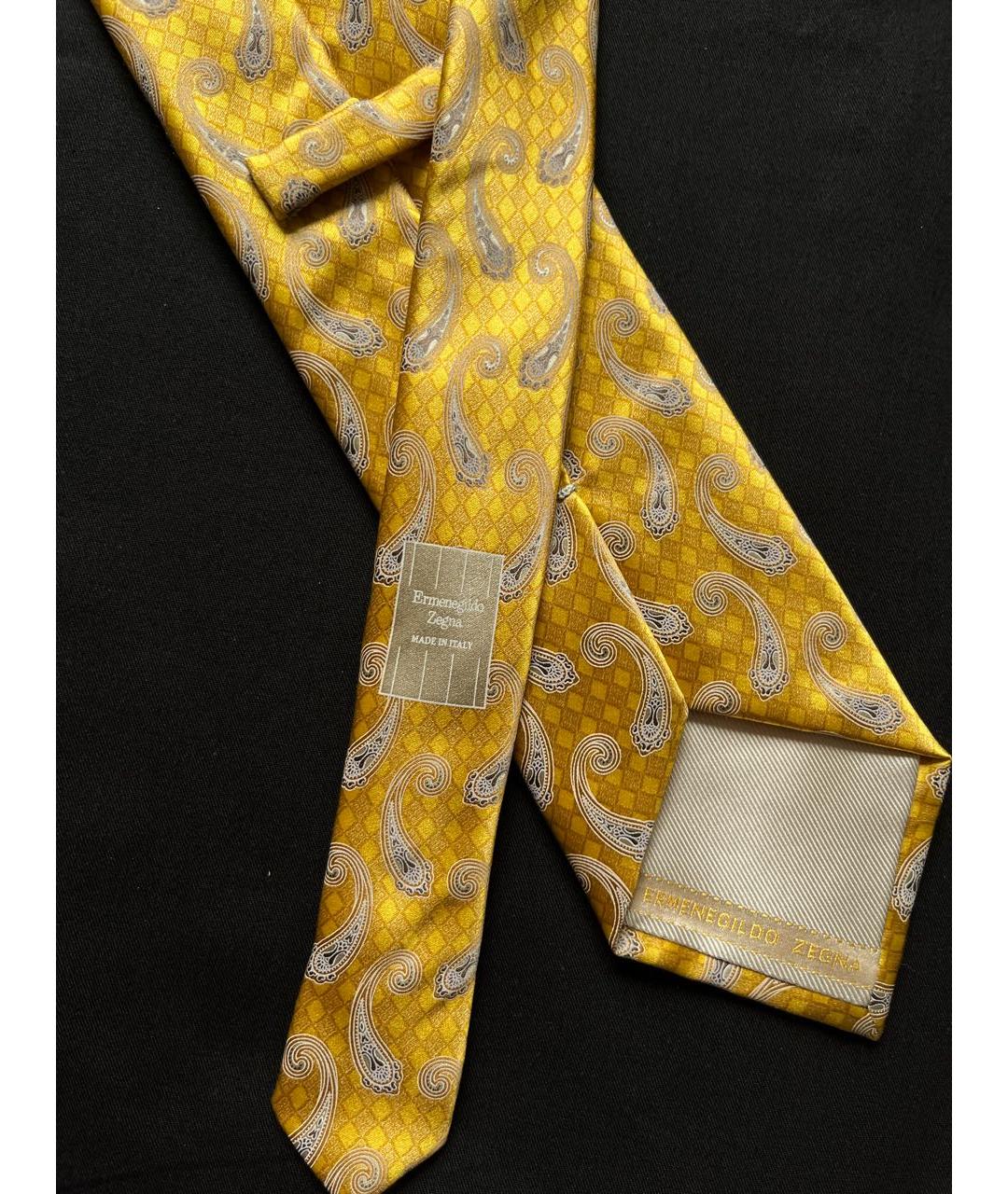 ERMENEGILDO ZEGNA Желтый шелковый галстук, фото 6