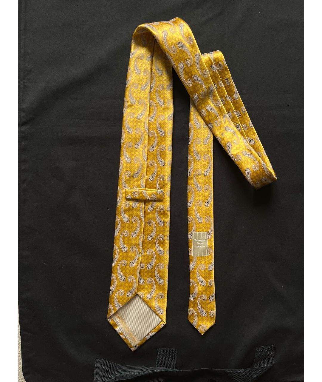 ERMENEGILDO ZEGNA Желтый шелковый галстук, фото 2
