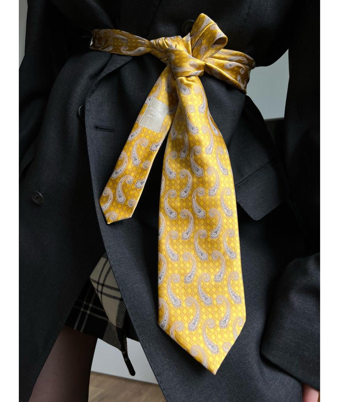 ERMENEGILDO ZEGNA Желтый шелковый галстук, фото 8