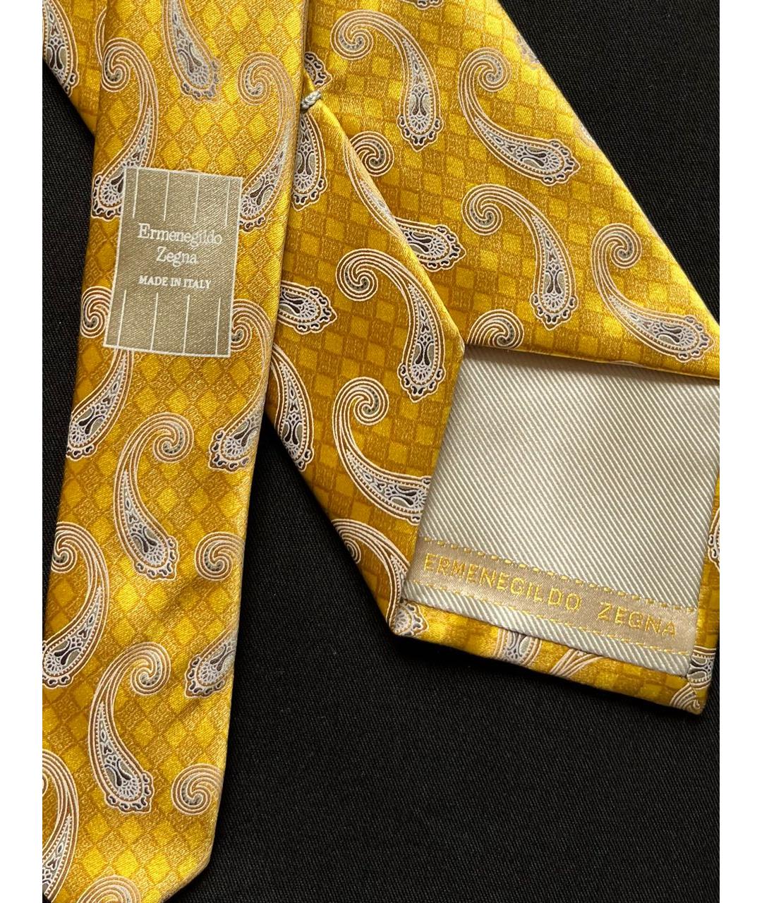 ERMENEGILDO ZEGNA Желтый шелковый галстук, фото 7