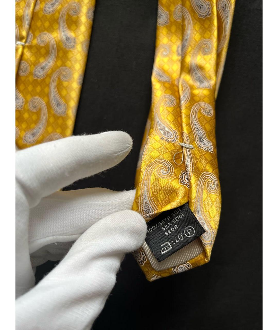 ERMENEGILDO ZEGNA Желтый шелковый галстук, фото 5