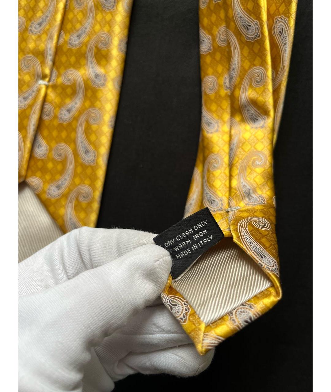 ERMENEGILDO ZEGNA Желтый шелковый галстук, фото 4