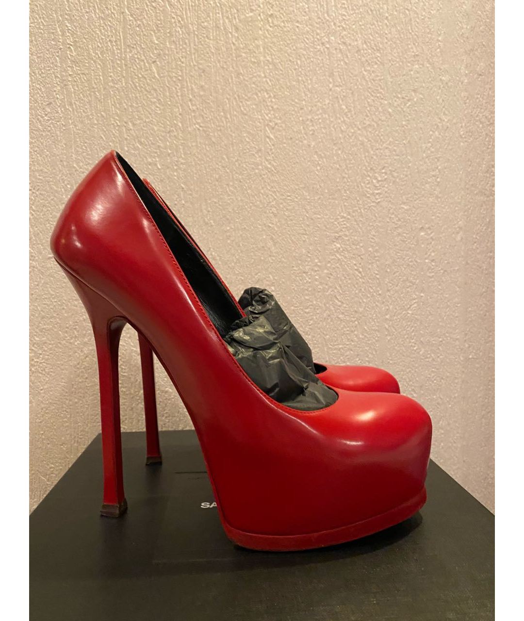 YVES SAINT LAURENT VINTAGE Красные кожаные туфли, фото 5