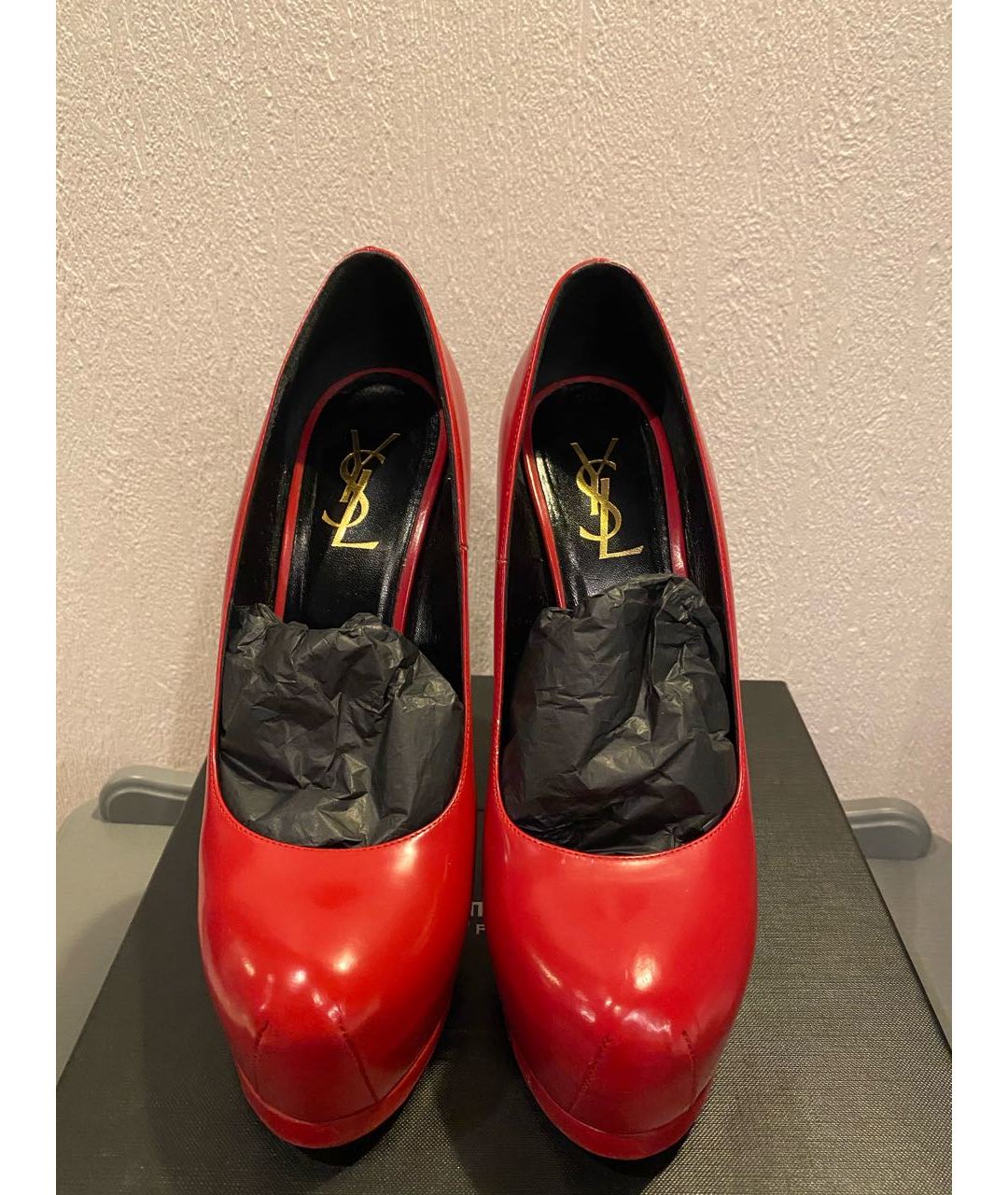 YVES SAINT LAURENT VINTAGE Красные кожаные туфли, фото 2