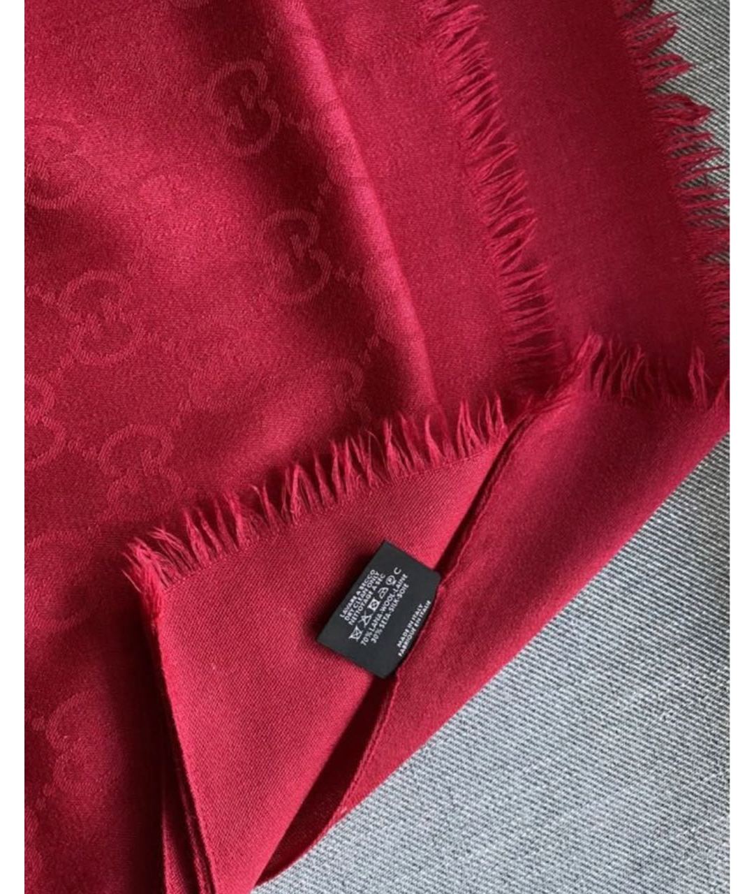 GUCCI Красный шерстяной шарф, фото 3