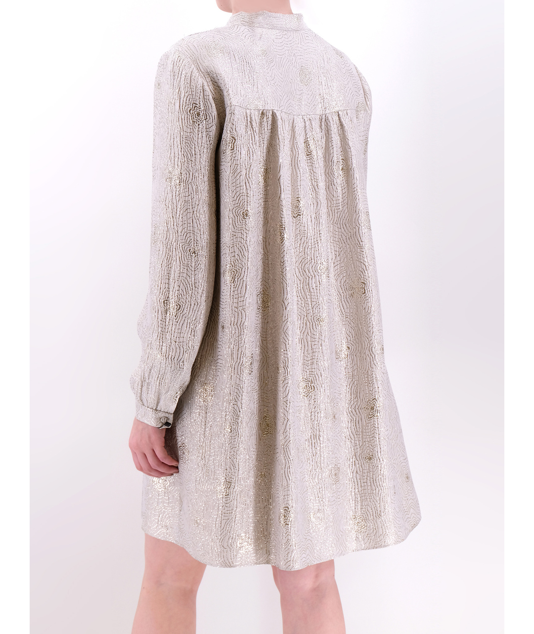 SAINT LAURENT Серебряное шелковое повседневное платье, фото 3