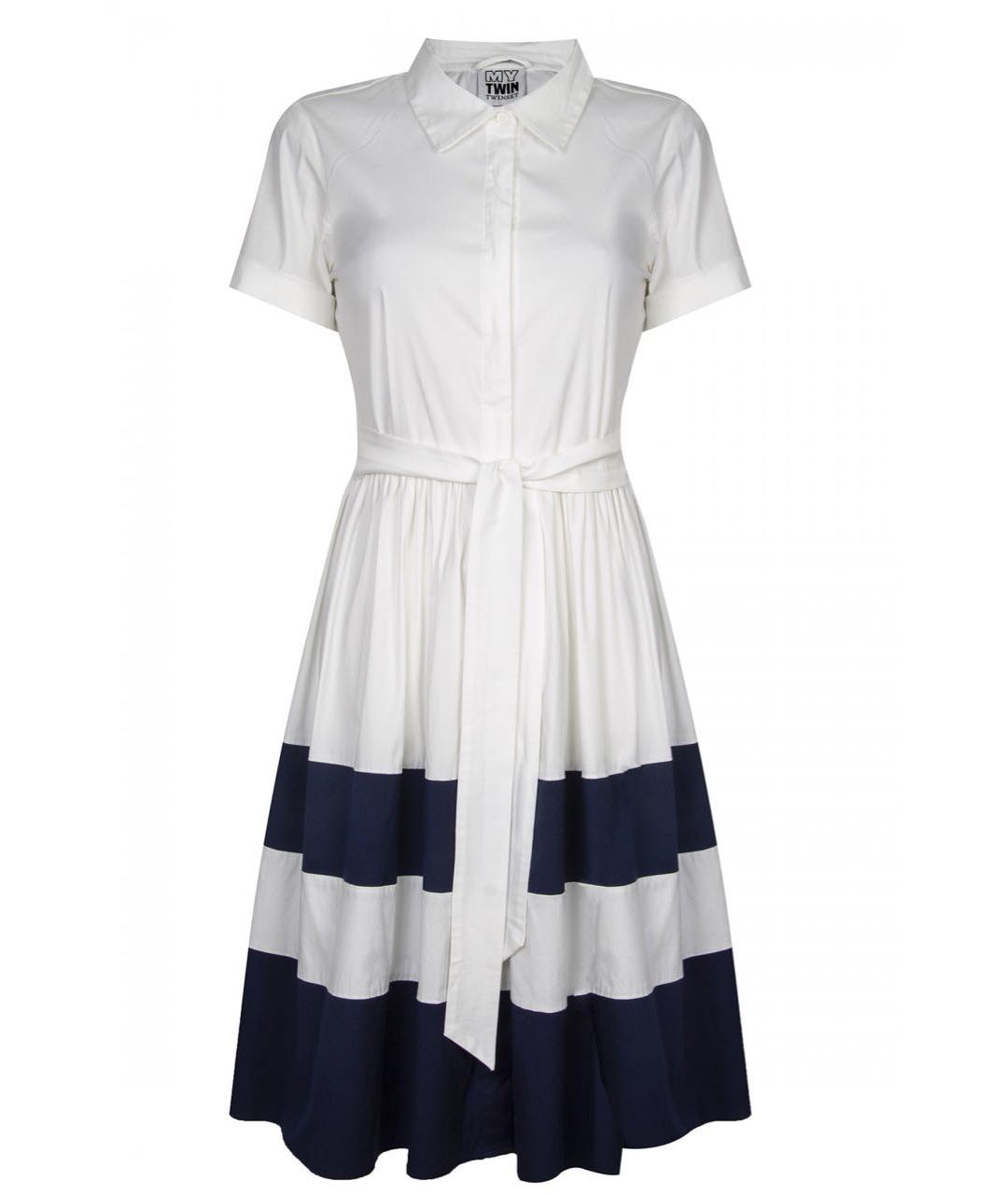 TWIN-SET Белое хлопковое повседневное платье, фото 1
