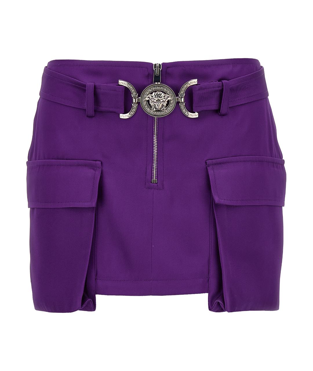 VERSACE Фиолетовая вискозная юбка мини, фото 1