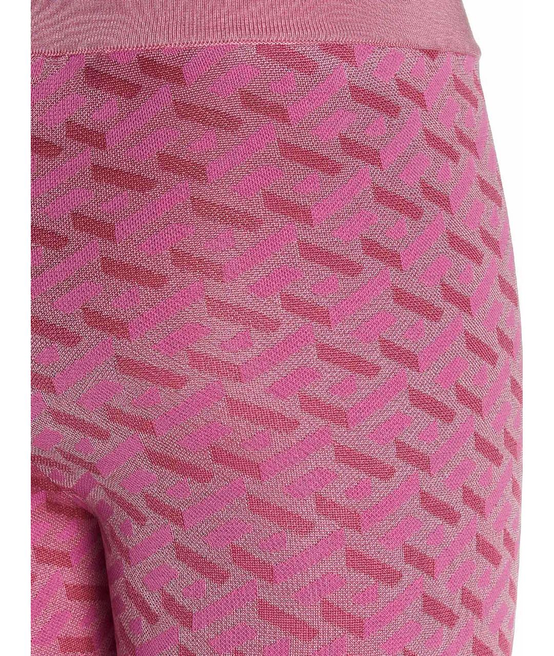 VERSACE Розовые шелковые прямые брюки, фото 4
