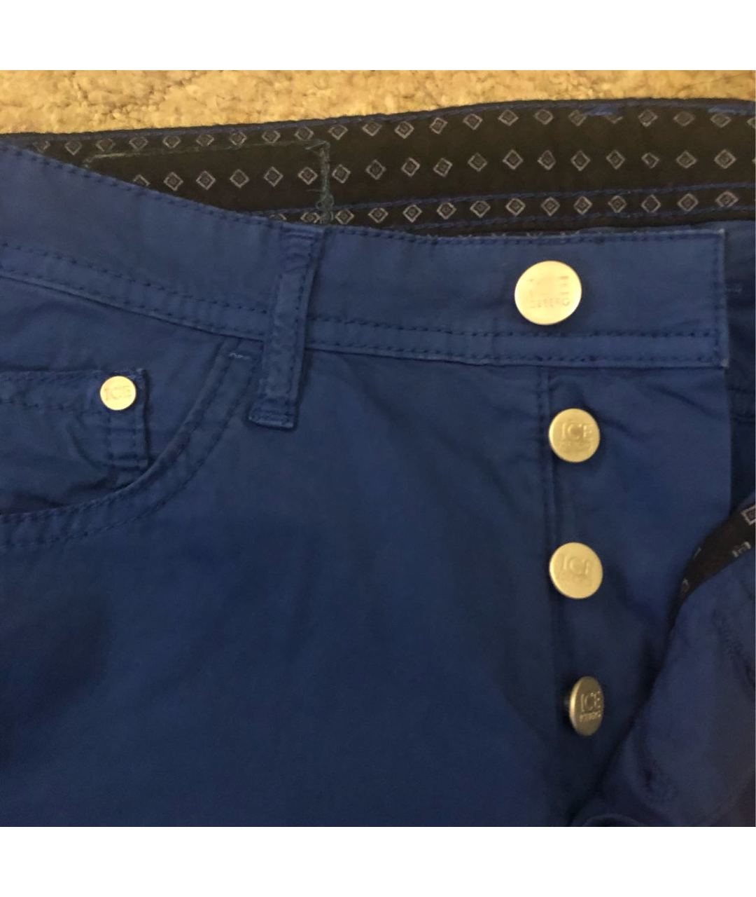 ICEBERG Синие хлопковые повседневные брюки, фото 3