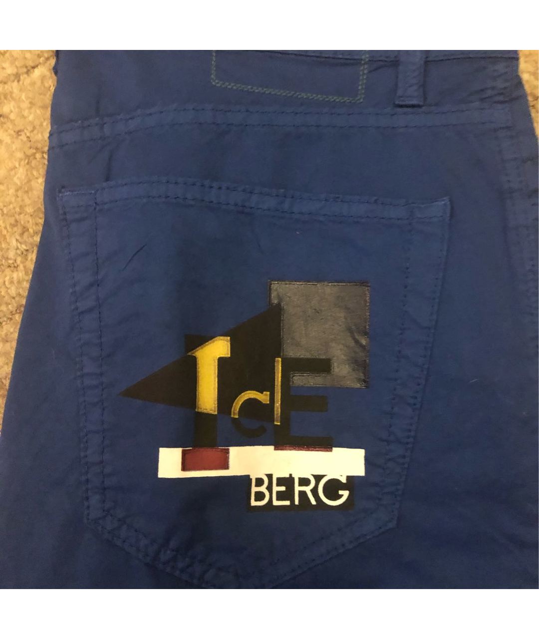 ICEBERG Синие хлопковые повседневные брюки, фото 5