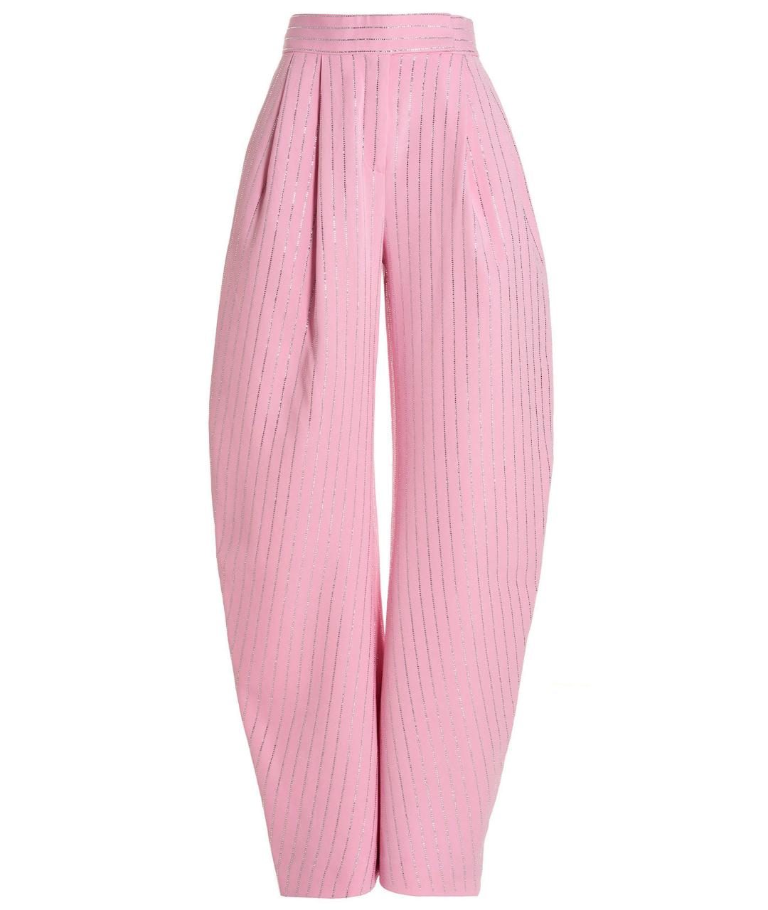 THE ATTICO Розовые вискозные прямые брюки, фото 1