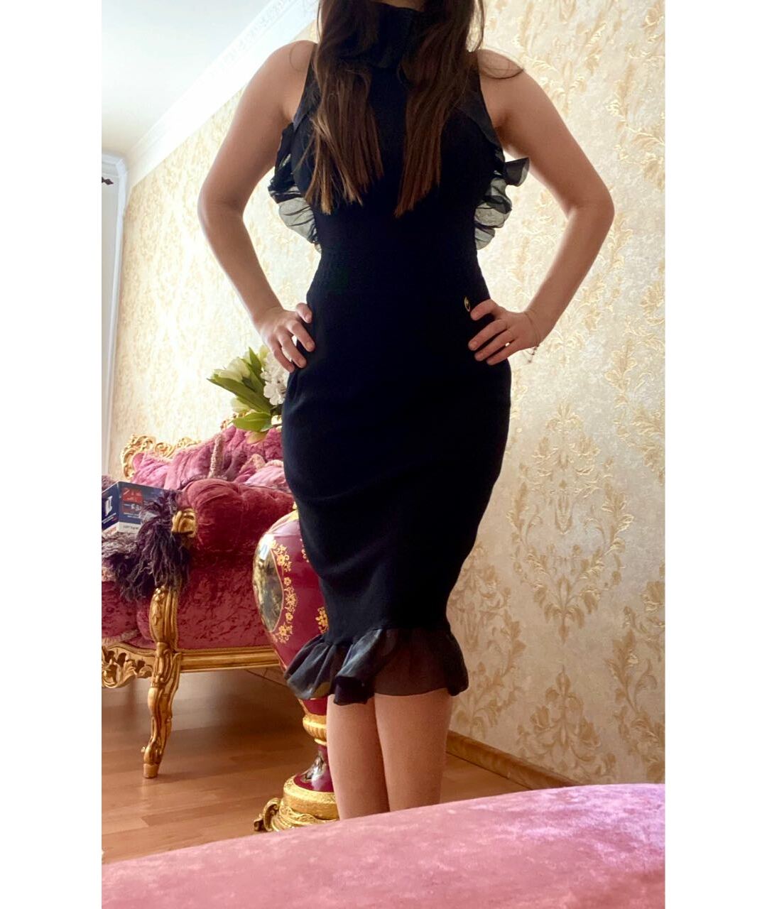 CAVALLI CLASS Черное вискозное повседневное платье, фото 7