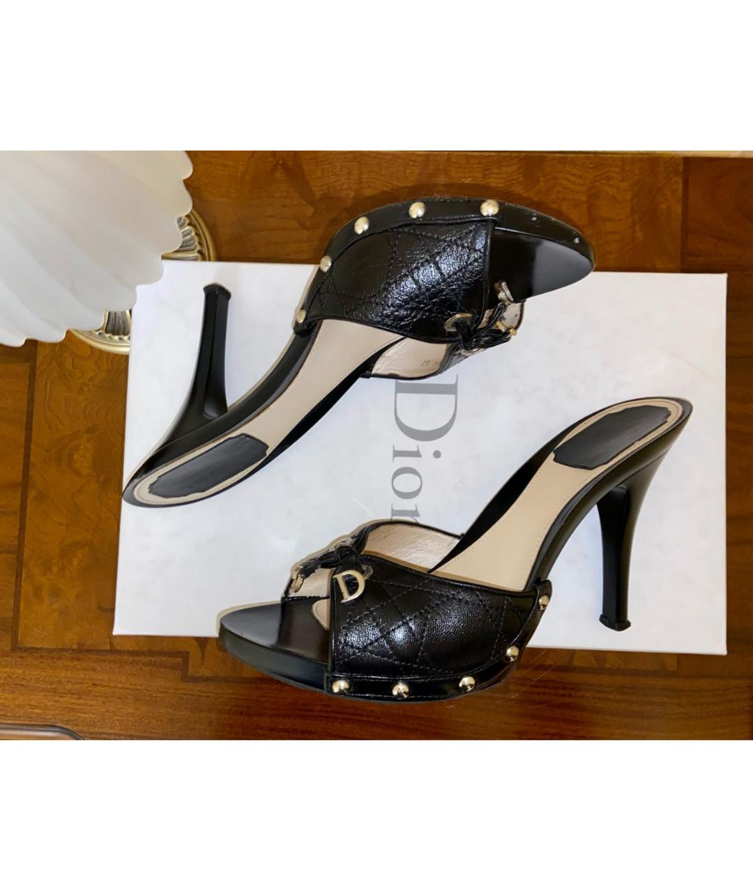 CHRISTIAN DIOR PRE-OWNED Черные кожаные босоножки, фото 3