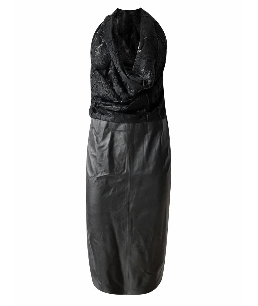 MATTHEW WILLIAMSON Черное кожаное повседневное платье, фото 1