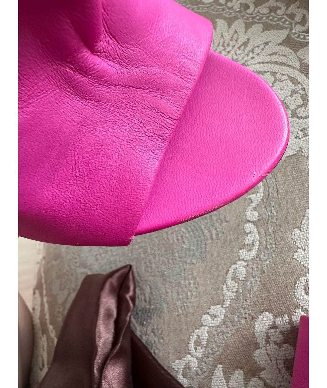 BALENCIAGA Фуксия кожаные босоножки, фото 8