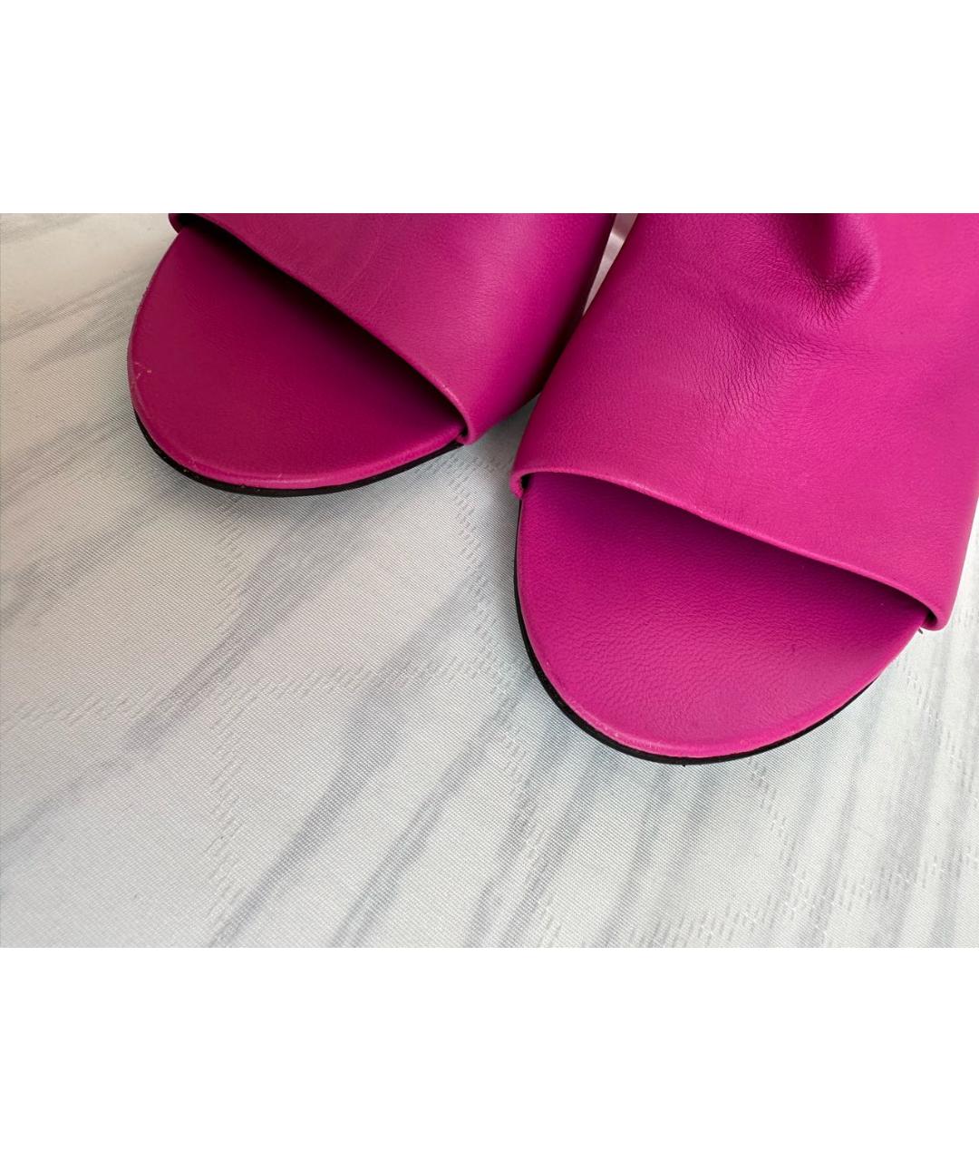 BALENCIAGA Фуксия кожаные босоножки, фото 6