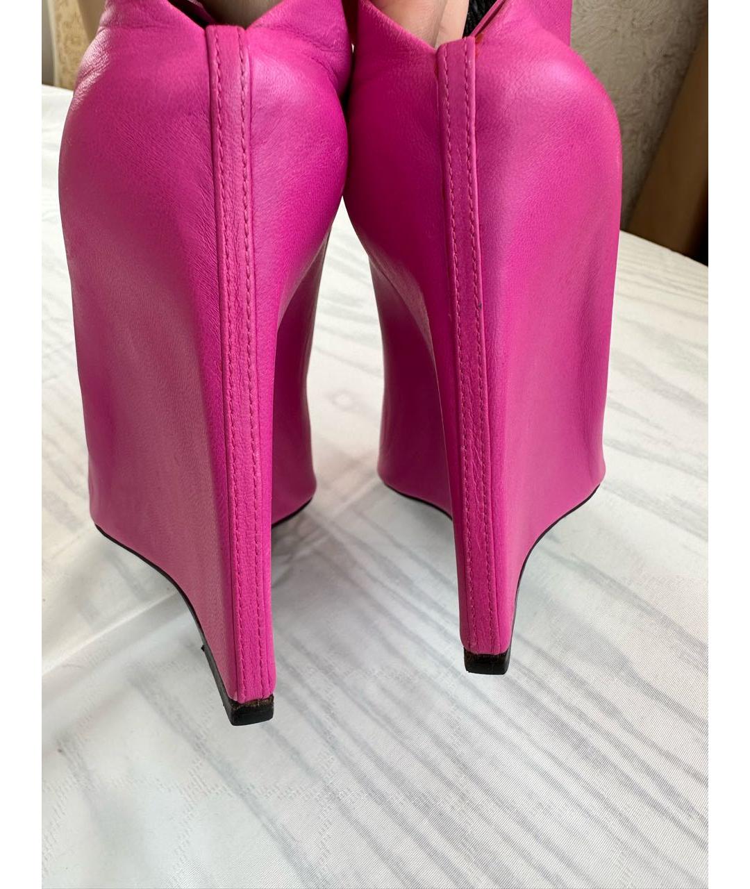 BALENCIAGA Фуксия кожаные босоножки, фото 5