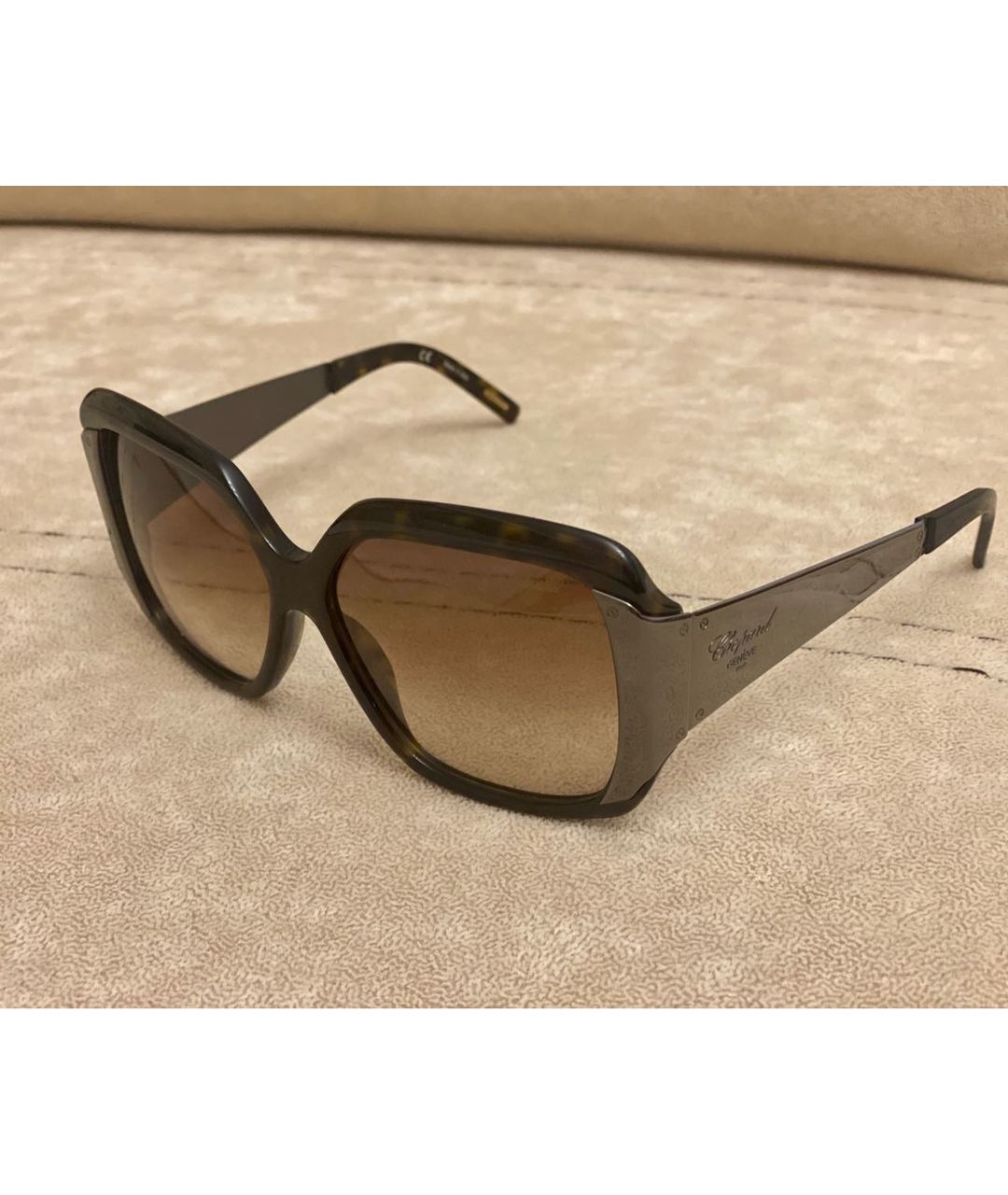 CHOPARD Антрацитовые металлические солнцезащитные очки, фото 8
