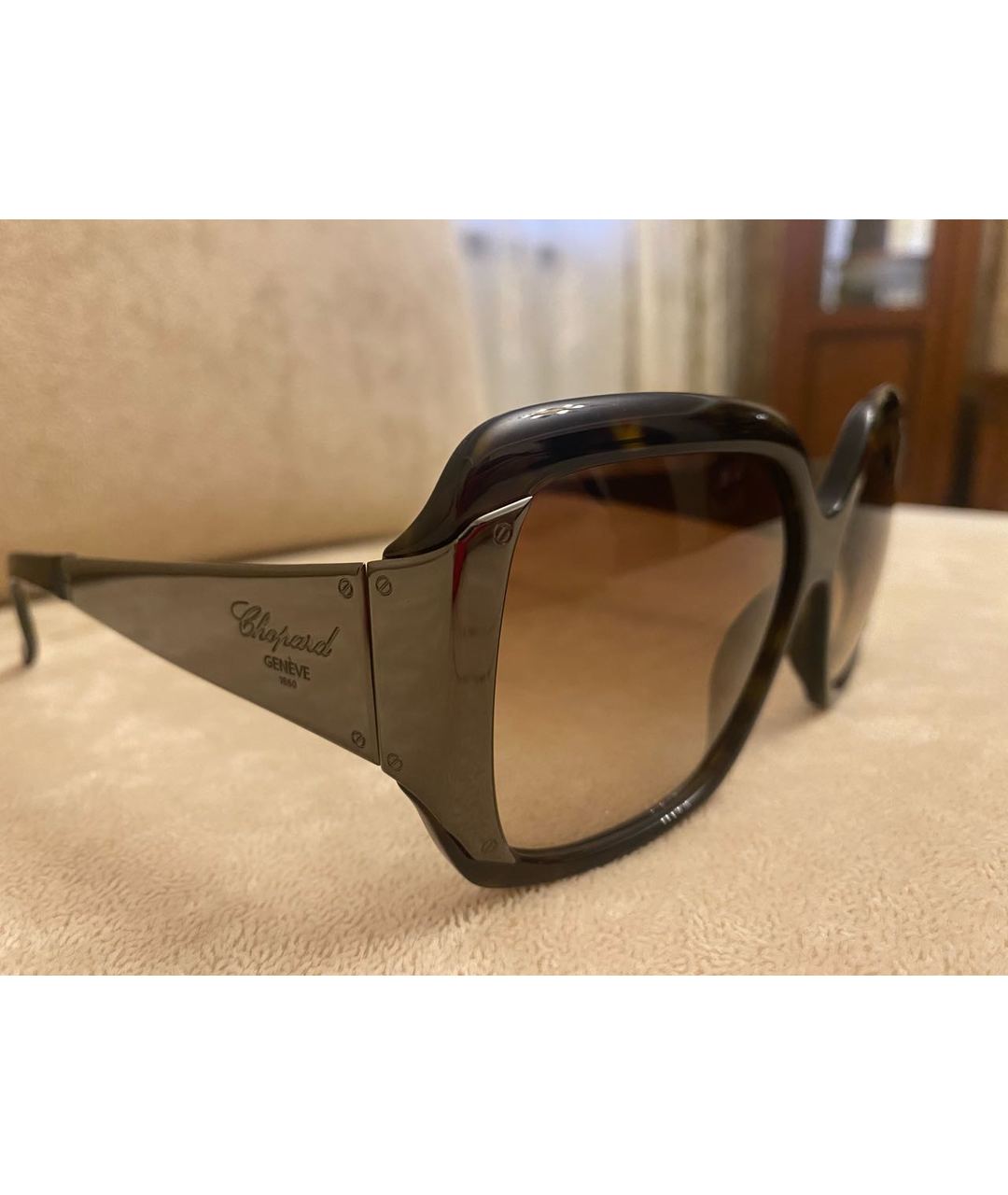 CHOPARD Антрацитовые металлические солнцезащитные очки, фото 3
