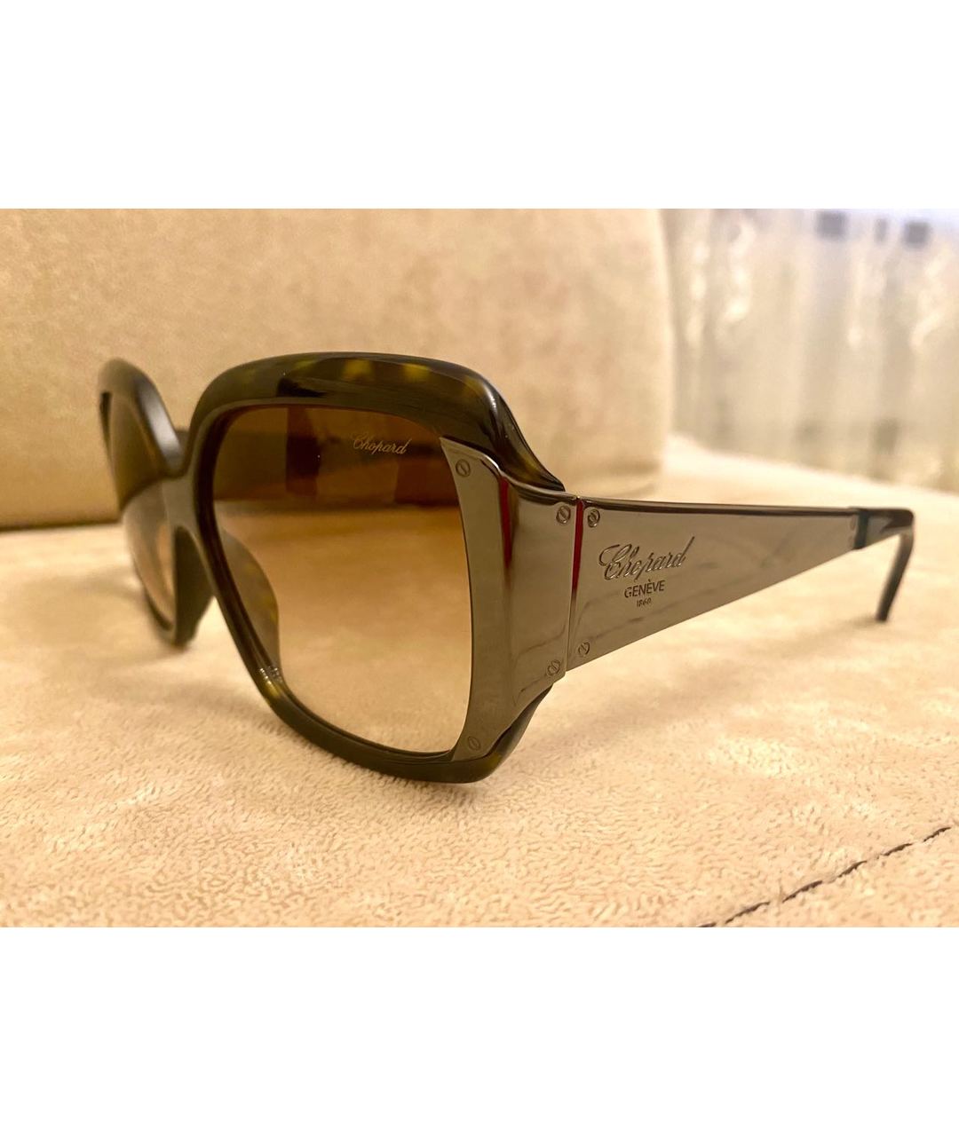 CHOPARD Антрацитовые металлические солнцезащитные очки, фото 2