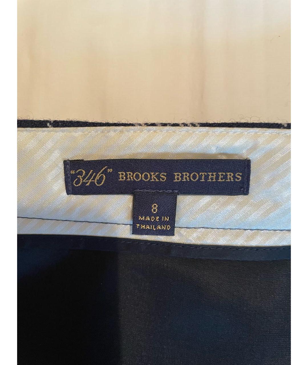 BROOKS BROTHERS Синяя шерстяная юбка мини, фото 3