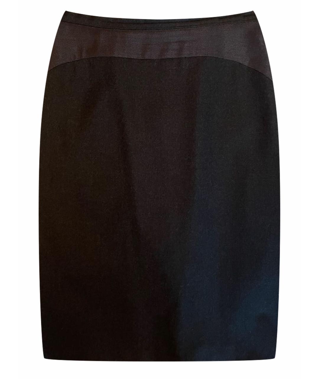 MAX MARA Черная шерстяная юбка миди, фото 1
