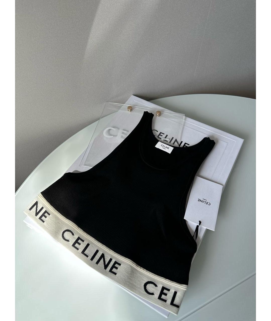 CELINE Черная хлопковая майка, фото 3