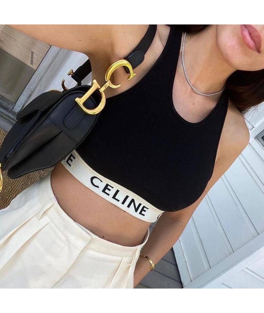 CELINE Черная хлопковая майка, фото 7