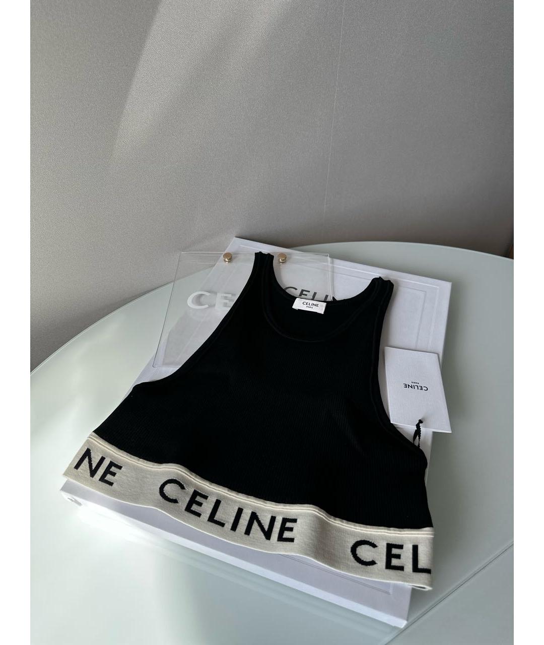 CELINE Черная хлопковая майка, фото 4