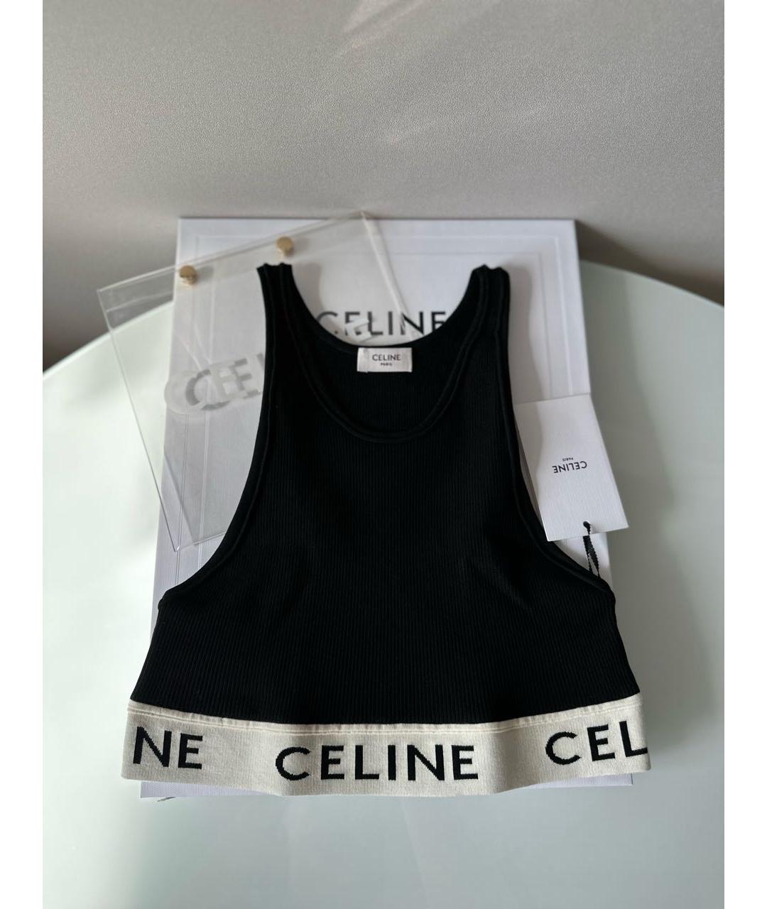 CELINE Черная хлопковая майка, фото 2