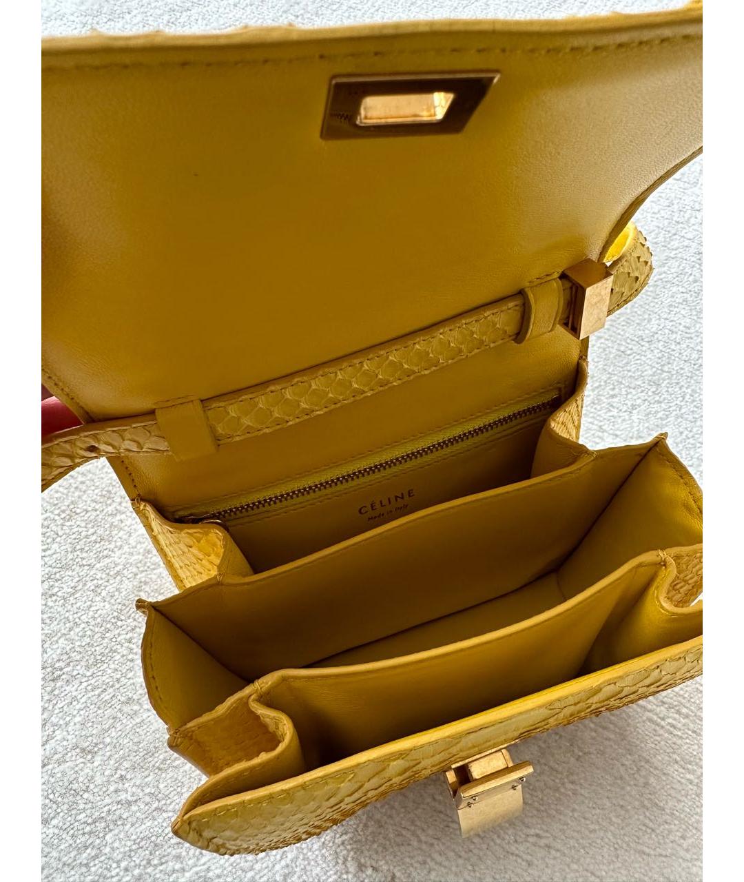 CELINE Желтая кожаная сумка через плечо, фото 4