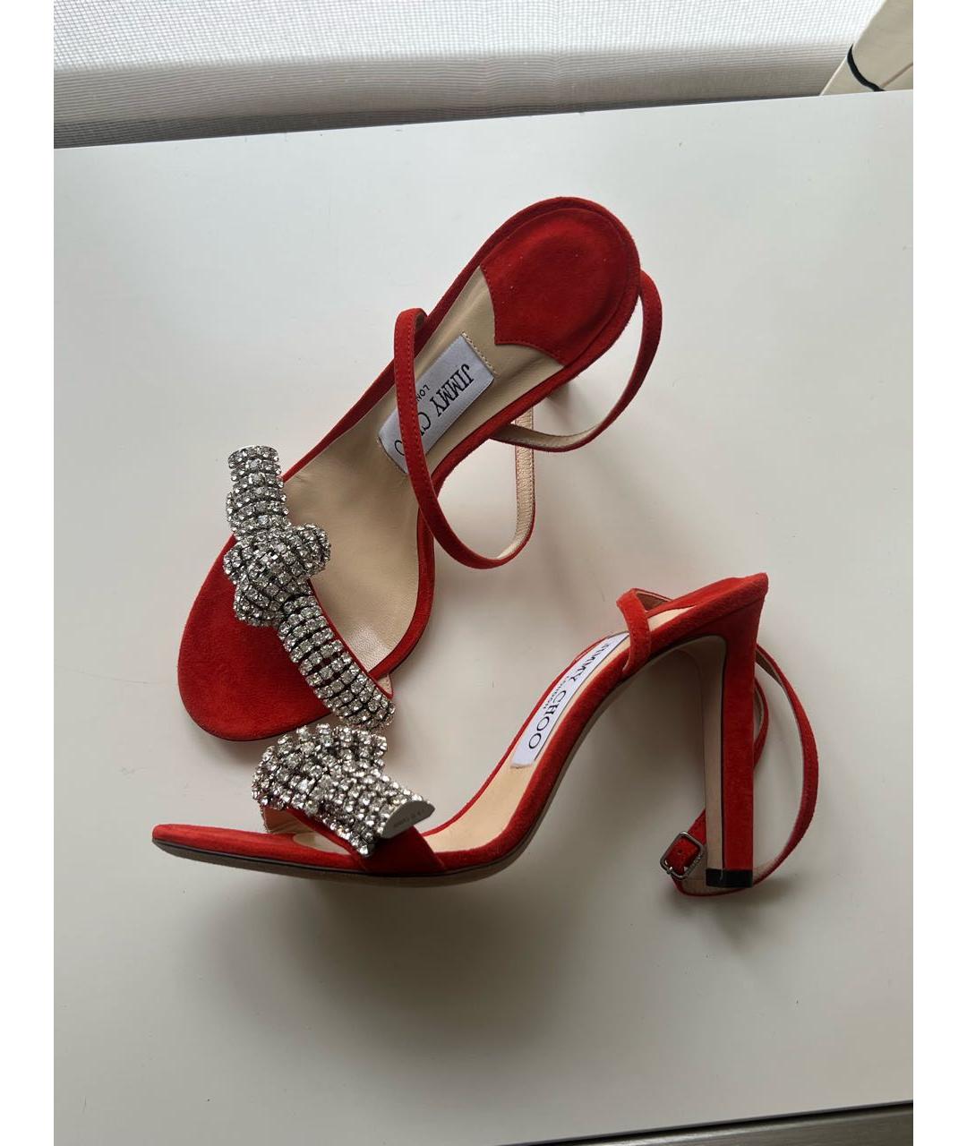 JIMMY CHOO Оранжевое замшевые босоножки, фото 7