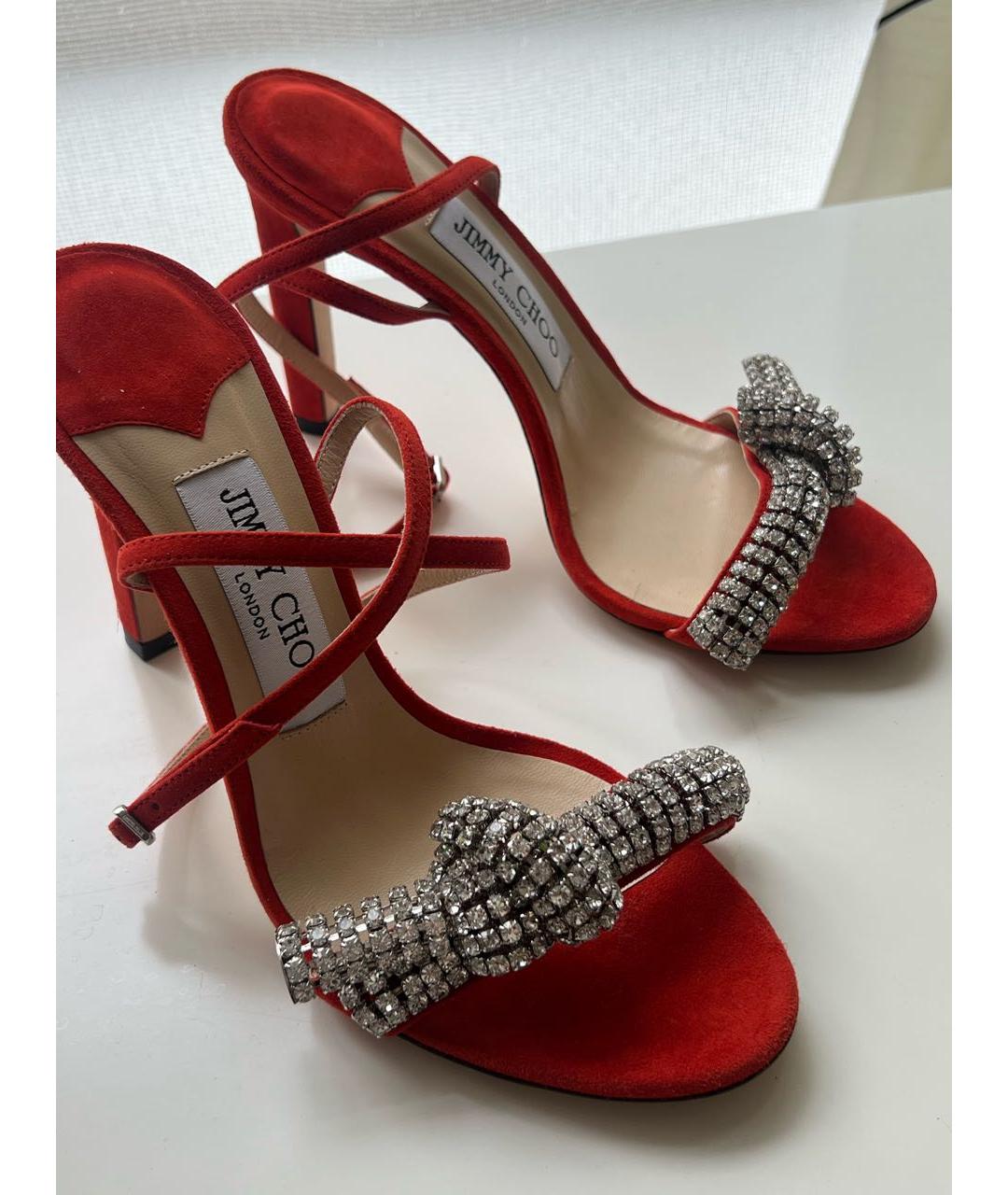 JIMMY CHOO Оранжевое замшевые босоножки, фото 4