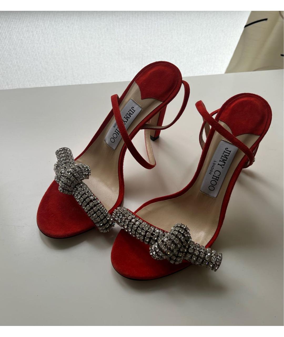 JIMMY CHOO Оранжевое замшевые босоножки, фото 2