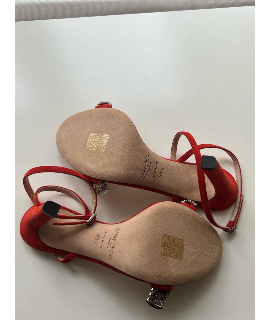 JIMMY CHOO Оранжевое замшевые босоножки, фото 6